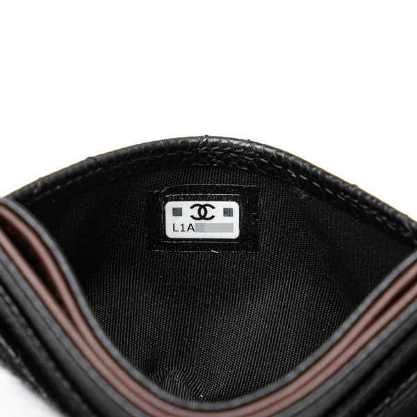 シャネル マトラッセ ココマーク ゴールド金具 クラシック カードケース AP4472 ブラック キャビアスキン レディース CHANEL 【中古】