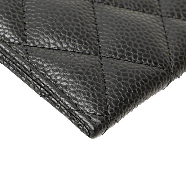 シャネル マトラッセ ココマーク ゴールド金具 クラシック カードケース AP4472 ブラック キャビアスキン レディース CHANEL 【中古】