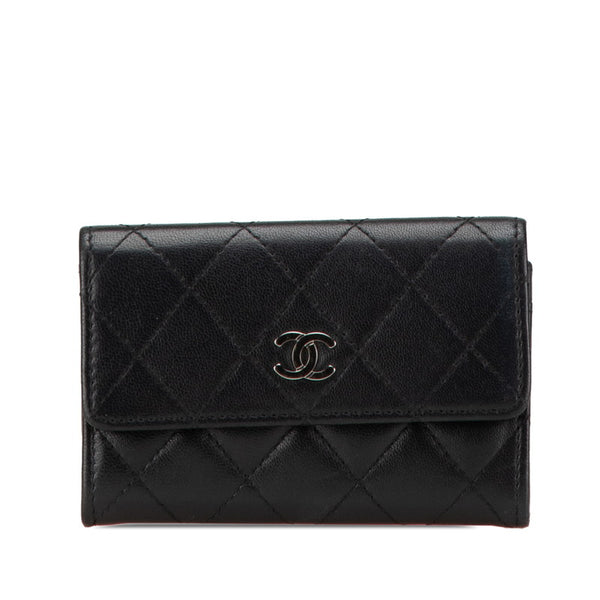 シャネル マトラッセ ココマーク カードケース パスケース A50169 ブラック レザー レディース CHANEL 【中古】