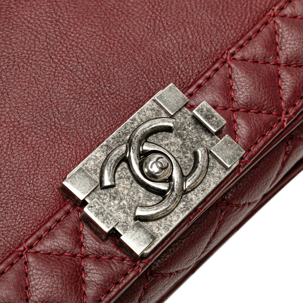 シャネル ボーイシャネル25 チェーン ショルダーバッグ ワインレッド ボルドー ラムスキン レディース CHANEL 【中古】