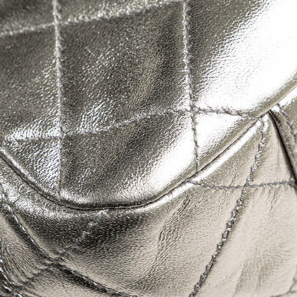 シャネル マトラッセ ココマーク がま口 チェーン ショルダーバッグ シルバー ラムスキン レディース CHANEL 【中古】