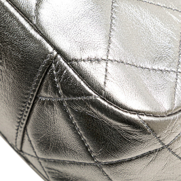 シャネル マトラッセ ココマーク がま口 チェーン ショルダーバッグ シルバー ラムスキン レディース CHANEL 【中古】