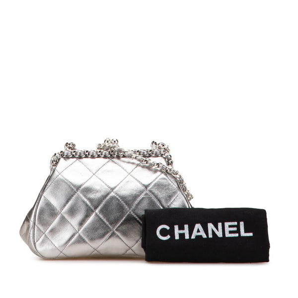 シャネル マトラッセ ココマーク がま口 チェーン ショルダーバッグ シルバー ラムスキン レディース CHANEL 【中古】