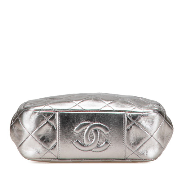 シャネル マトラッセ ココマーク がま口 チェーン ショルダーバッグ シルバー ラムスキン レディース CHANEL 【中古】