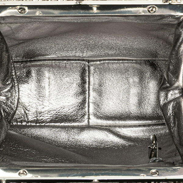 シャネル マトラッセ ココマーク がま口 チェーン ショルダーバッグ シルバー ラムスキン レディース CHANEL 【中古】