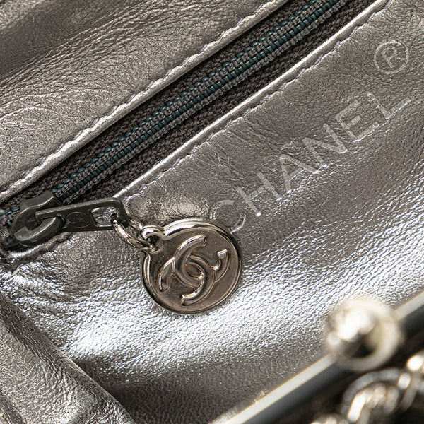 シャネル マトラッセ ココマーク がま口 チェーン ショルダーバッグ シルバー ラムスキン レディース CHANEL 【中古】