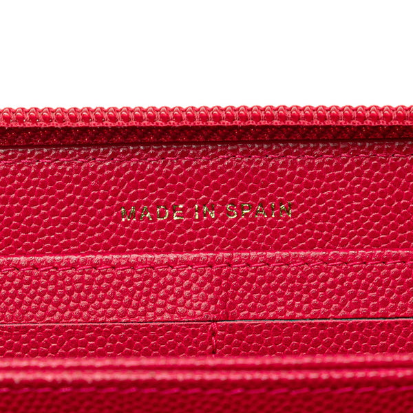 シャネル ボーイシャネル ココマーク ラウンドファスナー 長財布 ピンク キャビアスキン レディース CHANEL 【中古】