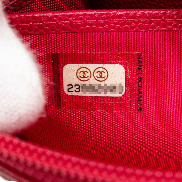 シャネル ボーイシャネル ココマーク ラウンドファスナー 長財布 ピンク キャビアスキン レディース CHANEL 【中古】