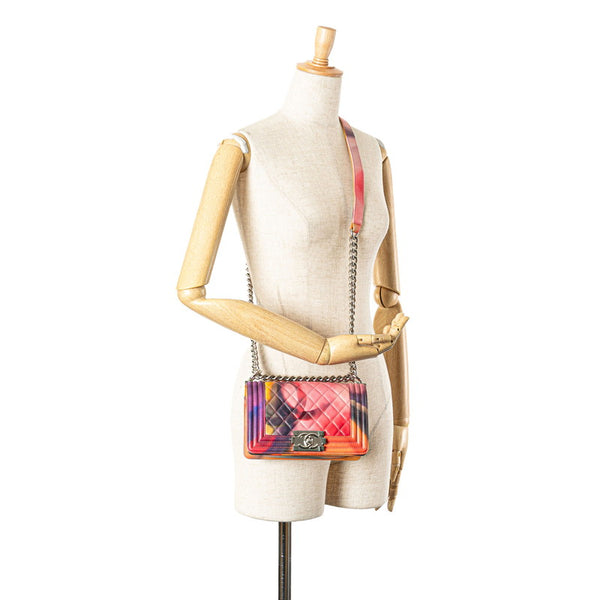 シャネル ボーイシャネル ココマーク チェーン ショルダーバッグ ハンドバッグ ピンク マルチカラー レザー レディース CHANEL 【中古】