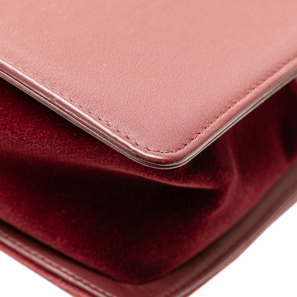 シャネル ボーイシャネル25 ココマーク チェーン ショルダーバッグ ワインレッド ベロア レディース CHANEL 【中古】