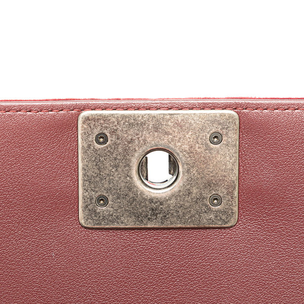 シャネル ボーイシャネル25 ココマーク チェーン ショルダーバッグ ワインレッド ベロア レディース CHANEL 【中古】