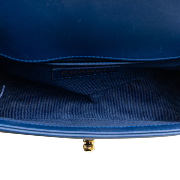 シャネル ボーイシャネル20 Vステッチ 斜め掛け チェーン ショルダーバッグ ブルー ラムスキン レディース CHANEL 【中古】