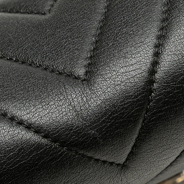 シャネル ボーイシャネル25 Vステッチ チェーン ショルダーバッグ  ブラック シルバー カーフスキン レディース CHANEL 【中古】