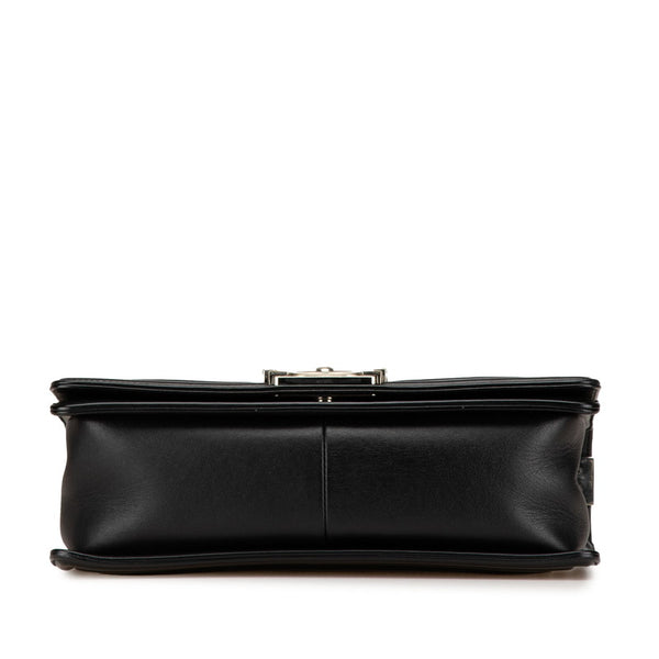 シャネル ボーイシャネル25 Vステッチ チェーン ショルダーバッグ  ブラック シルバー カーフスキン レディース CHANEL 【中古】