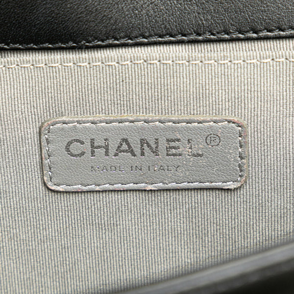 シャネル ボーイシャネル25 Vステッチ チェーン ショルダーバッグ  ブラック シルバー カーフスキン レディース CHANEL 【中古】