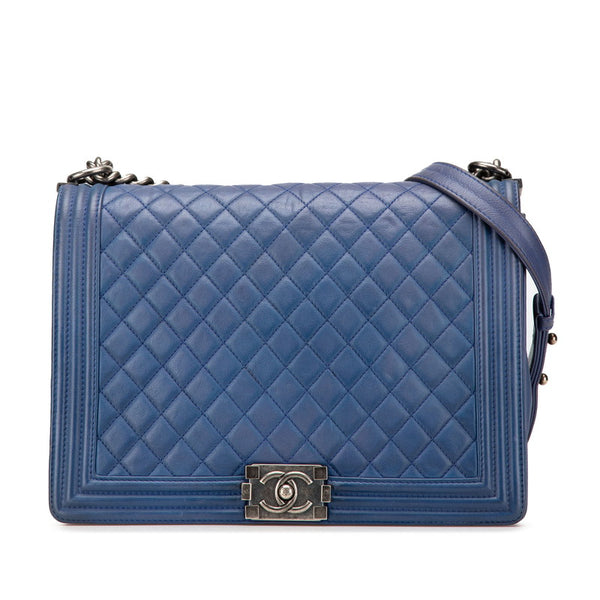 シャネル ボーイシャネル ココマーク  チェーン ショルダーバッグ ブルー ラムスキン レディース CHANEL 【中古】