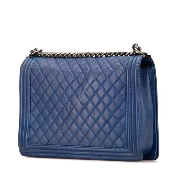 シャネル ボーイシャネル ココマーク  チェーン ショルダーバッグ ブルー ラムスキン レディース CHANEL 【中古】