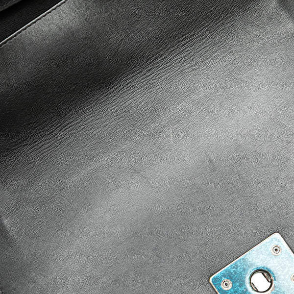 シャネル ボーイシャネル25  斜め掛け チェーン ショルダーバッグ ブラック ホワイト レザー ツイード レディース CHANEL 【中古】