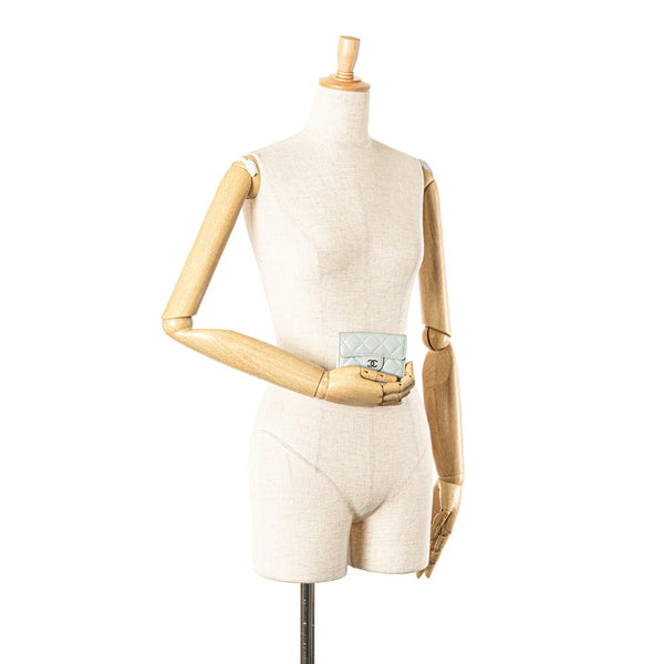 シャネル マトラッセ クラシック スモール フラップ ウォレット 三つ折り財布 AP0231 グレー ラムスキン レディース CHANEL 【中古】