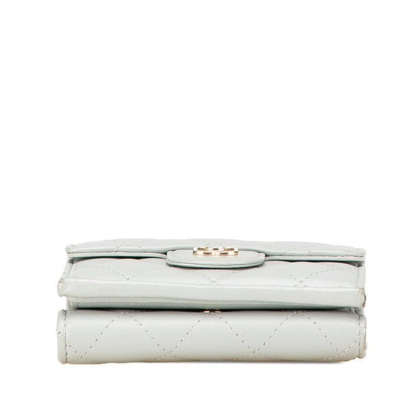 シャネル マトラッセ クラシック スモール フラップ ウォレット 三つ折り財布 AP0231 グレー ラムスキン レディース CHANEL 【中古】