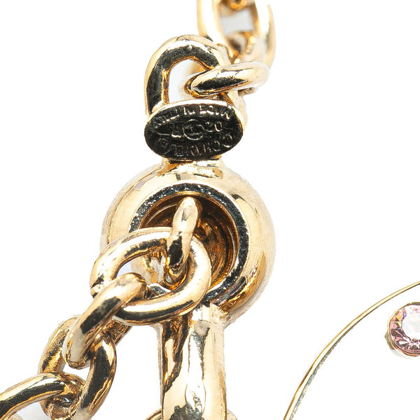 シャネル ハート ココマーク ラインストーン キーホルダー バッグチャーム ゴールド ピンク メッキ レディース CHANEL 【中古】