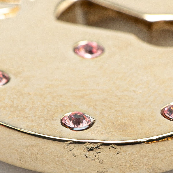 シャネル ハート ココマーク ラインストーン キーホルダー バッグチャーム ゴールド ピンク メッキ レディース CHANEL 【中古】