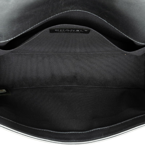 シャネル ボーイシャネル25 編み込み チェーンショルダーバッグ シルバー レザー スウェード レディース CHANEL 【中古】