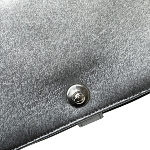 シャネル ボーイシャネル25 編み込み チェーンショルダーバッグ シルバー レザー スウェード レディース CHANEL 【中古】