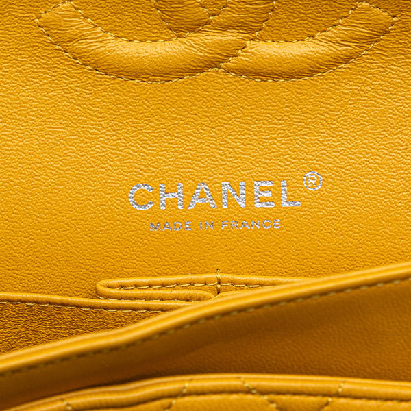 シャネル マトラッセ ココマーク Wフラップ チェーン ショルダーバッグ イエロー シルバー ラムスキン レディース CHANEL 【中古】