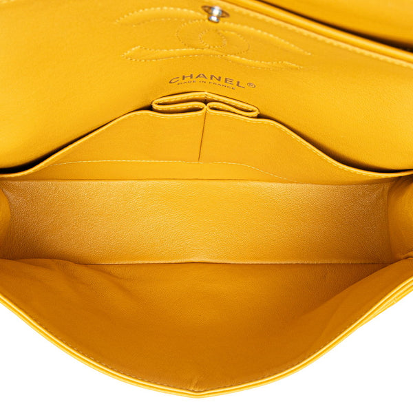 シャネル マトラッセ ココマーク Wフラップ チェーン ショルダーバッグ イエロー シルバー ラムスキン レディース CHANEL 【中古】