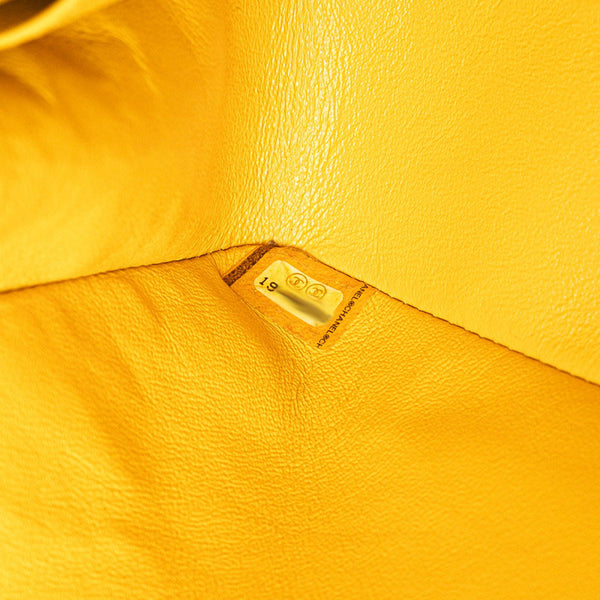 シャネル マトラッセ ココマーク Wフラップ チェーン ショルダーバッグ イエロー シルバー ラムスキン レディース CHANEL 【中古】