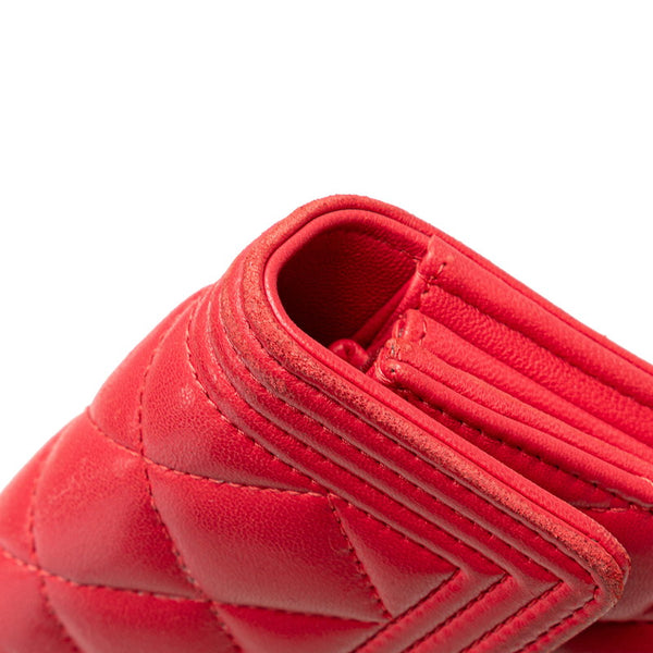 シャネル ボーイシャネル ココマーク 長財布 A80286 レッド ラムスキン レディース CHANEL 【中古】