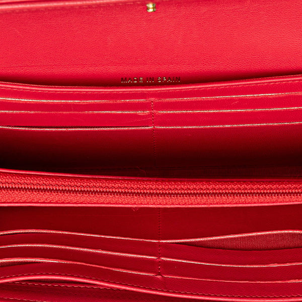 シャネル ボーイシャネル ココマーク 長財布 A80286 レッド ラムスキン レディース CHANEL 【中古】