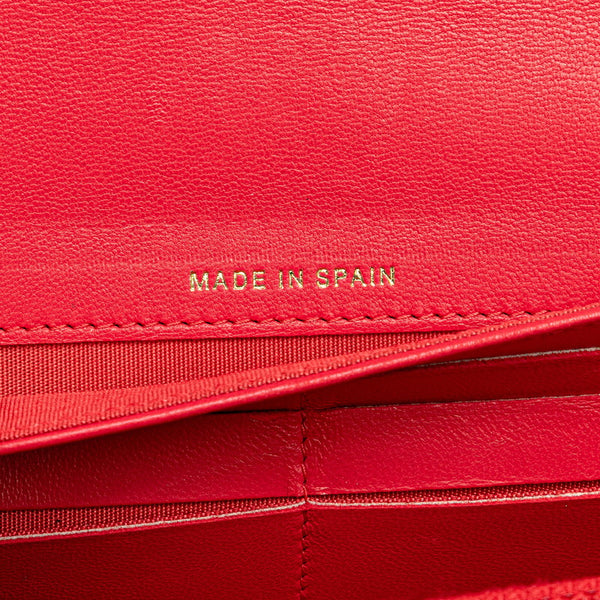 シャネル ボーイシャネル ココマーク 長財布 A80286 レッド ラムスキン レディース CHANEL 【中古】