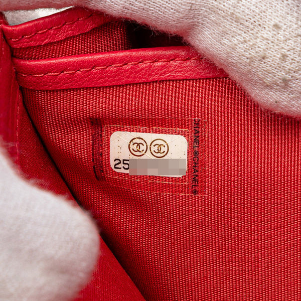 シャネル ボーイシャネル ココマーク 長財布 A80286 レッド ラムスキン レディース CHANEL 【中古】