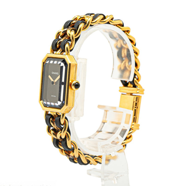 シャネル プルミエール 腕時計 H0001 クオーツ ブラック文字盤 ステンレススチール レザー レディース CHANEL 【中古】