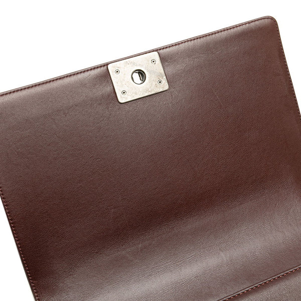 シャネル ボーイシャネル Vステッチ ココマーク チェーン ショルダーバッグ ワインレッド ボルドー ラムスキン レディース CHANEL 【中古】