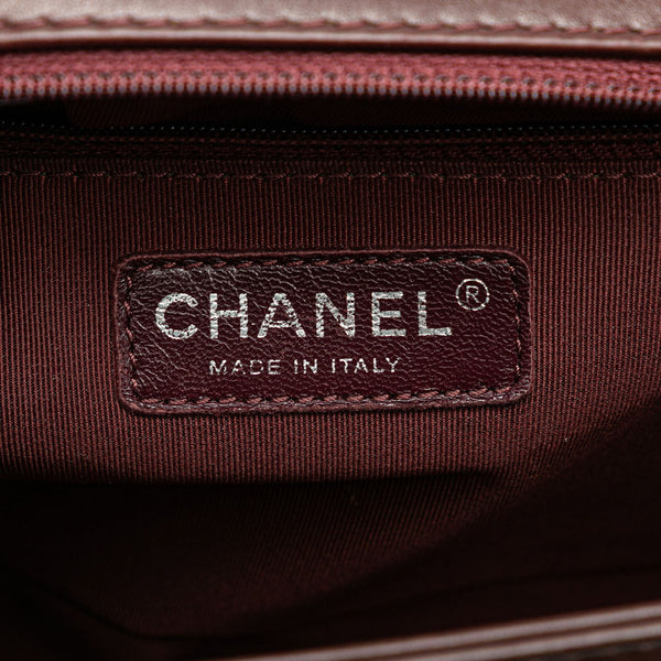 シャネル ボーイシャネル Vステッチ ココマーク チェーン ショルダーバッグ ワインレッド ボルドー ラムスキン レディース CHANEL 【中古】