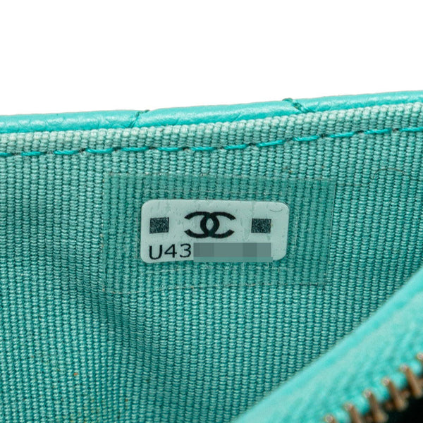 シャネル マトラッセ ココマーク コインケース フラグメントケース カードケース ライトブルー キャビアスキン レディース CHANEL 【中古】