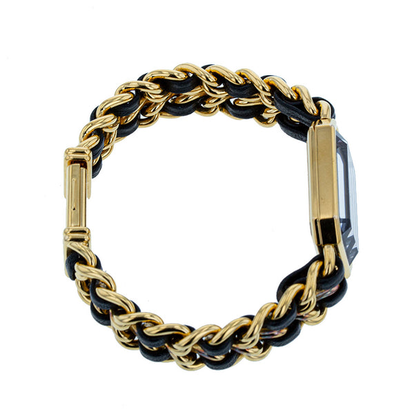 シャネル プルミエール M H0001 ゴールド ブラック メッキ レザー 腕時計 レディース CHANEL クオーツ ブラック文字盤 【中古】