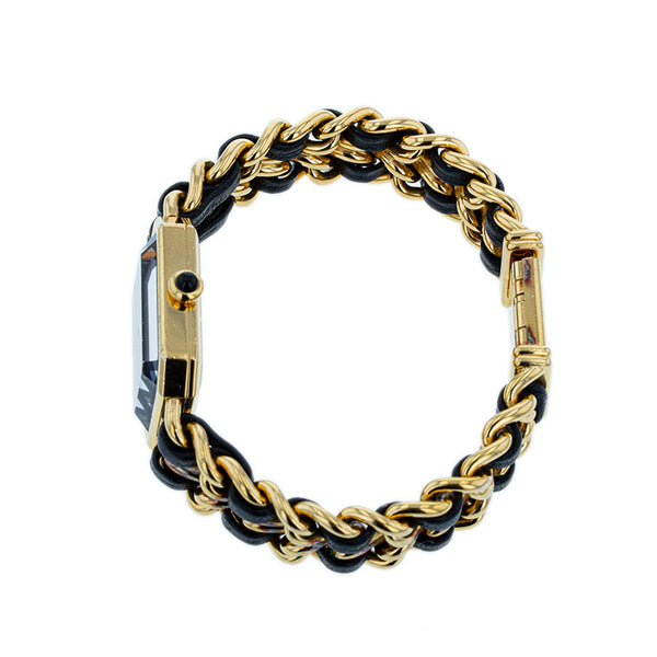 シャネル プルミエール M H0001 ゴールド ブラック メッキ レザー 腕時計 レディース CHANEL クオーツ ブラック文字盤 【中古】