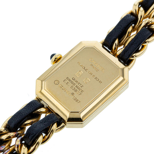 シャネル プルミエール M H0001 ゴールド ブラック メッキ レザー 腕時計 レディース CHANEL クオーツ ブラック文字盤 【中古】