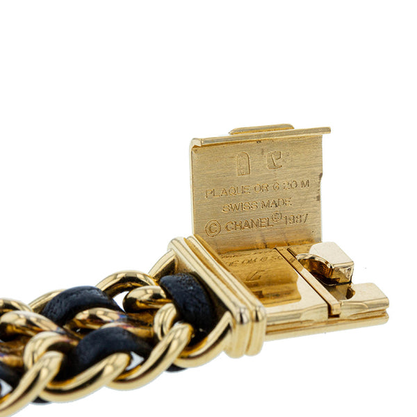 シャネル プルミエール M H0001 ゴールド ブラック メッキ レザー 腕時計 レディース CHANEL クオーツ ブラック文字盤 【中古】