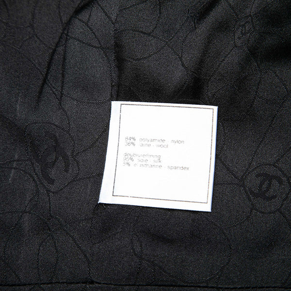 シャネル ブラック ウール ナイロン ノーカラージャケット レディース CHANEL 【中古】