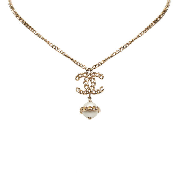 シャネル フェイクパール ココマーク ネックレス ゴールド メッキ レディース CHANEL 【中古】