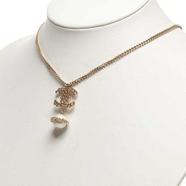 シャネル フェイクパール ココマーク ネックレス ゴールド メッキ レディース CHANEL 【中古】