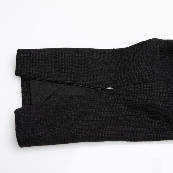 シャネル ブラック ウール シルク ノーカラージャケット レディース CHANEL 【中古】