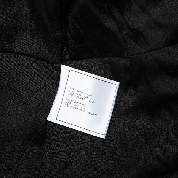 シャネル ブラック ウール シルク ノーカラージャケット レディース CHANEL 【中古】