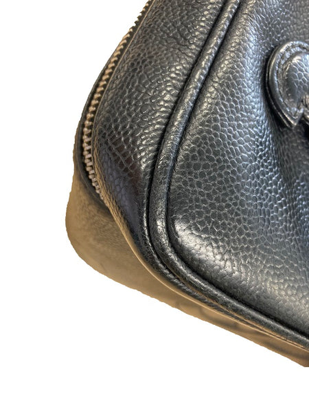 シャネル ブラック キャビアスキン バニティバッグ レディース CHANEL 【中古】
