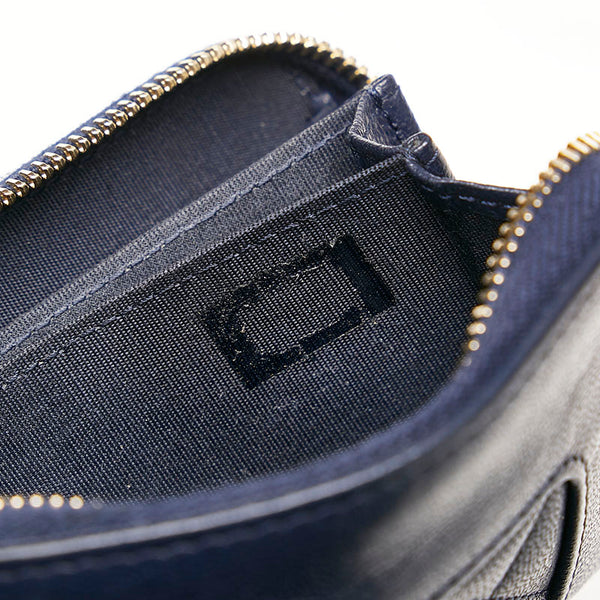 シャネル マトラッセ ココマーク コインケース 小銭入れ コンパクトウォレット ネイビー レザー レディース CHANEL 【中古】